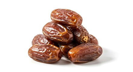 Obraz premium Pile of ripe medjool dates on a white background