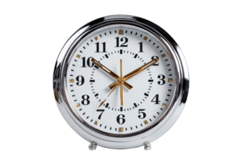 Retro Clock Telling Time on Black Backdrop Vintage Style Decor Home Timepiece Timekeeping Metallic