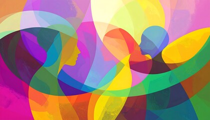 Abstract colorful design with two figures