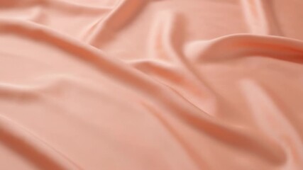 Peach Satin Fabric Drape - Close-up view of smooth, peach-colored satin fabric with soft, flowing drapes. The luxurious texture and subtle color create an elegant and sophisticated visual. - Powered by Adobe
