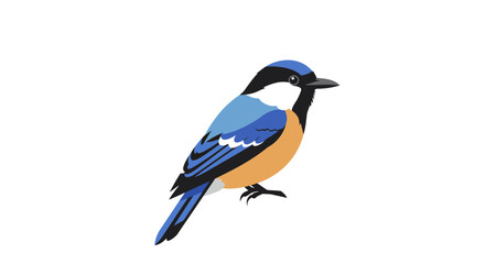 Obraz premium Colorful illustration of a Cute Rufous-backed Kingfisher perching on a branch