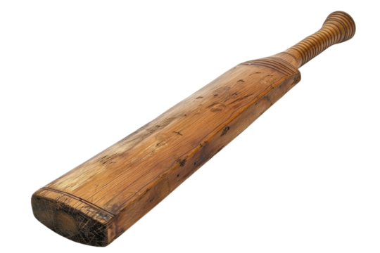 Vintage Wooden Cricket Bat Isolated Sports Equipment Retro Game Rustic Decor Wood Texture Old 100
