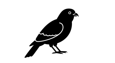 Obraz premium Elegant silhouette illustration of a standing black bird isolated on white background