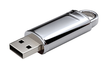 Silver USB Flash Drive Portable Storage Computer Accessory Data Backup Metal Design Technology