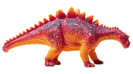 Rubber dinosaur toy for kids with detailed texture, vibrant colors, transparent background