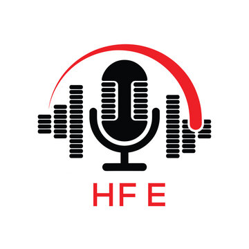 HFE Modern Company logo. HFE Microphone logo design for entrepreneur and business. HFE Music Audio Branding best icon.

