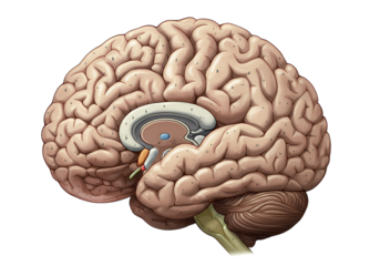 Human Brain Anatomy Detailed Illustration isolated on transparent background