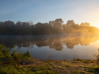 Fototapeta premium morning mist over the river