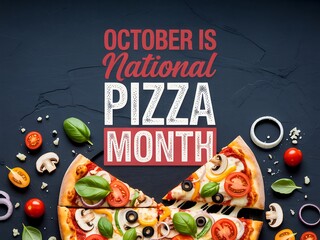 Celebrate october national pizza month with delicious pizza slices and fresh ingredients
