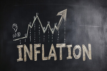 Economic inflation rate chalk drawing signifying rising prices on blackboard
