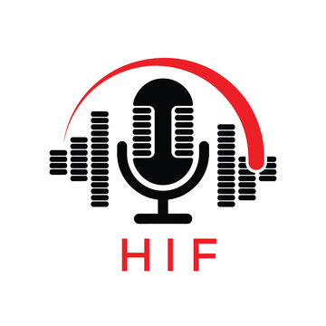 HIF Modern Company logo. HIF Microphone logo design for entrepreneur and business. HIF Music Audio Branding best icon.
