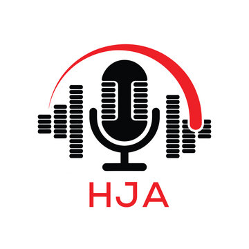 HJA Modern Company logo. HJA Microphone logo design for entrepreneur and business. HJA Music Audio Branding best icon.
