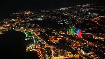 Fototapeta premium The majestic beauty of Azerbaijan from the sky Baku drone