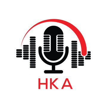 HKA Modern Company logo. HKA Microphone logo design for entrepreneur and business. HKA Music Audio Branding best icon.
