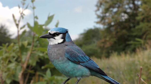 there is a blue and gray bird sitting on a branch