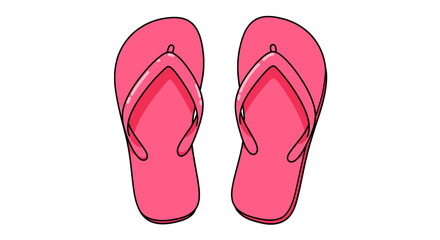 Pink flip flops footwear summer beach vacation sandals casual footwear fashion summer style holiday footwear on transparent background