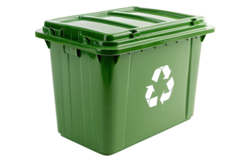 Green Recycle Bin with Lid Environmental Awareness Sustainability Waste Management Recycling