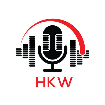HKW Modern Company logo. HKW Microphone logo design for entrepreneur and business. HKW Music Audio Branding best icon.
