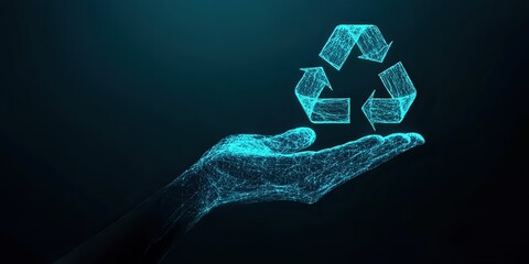 Digital Hand Gently Holding a Recycling Symbol