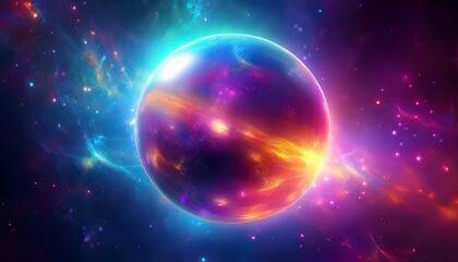 Fototapeta premium mysterious luminous sphere floats in vibrant nebula vibrant astronomy
