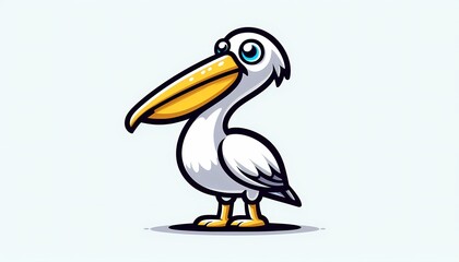 Obraz premium Cute pelican cartoon character illustration for children's books or educational resources