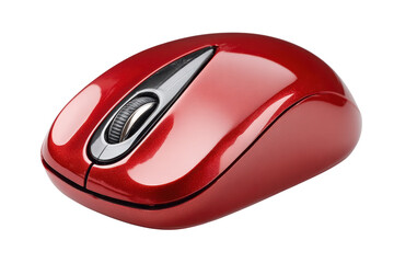 Red Wireless Mouse Technology Shiny Metallic Ergonomic Scroll Wheel Computer Peripheral Gadget