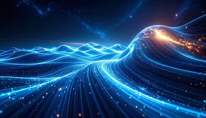 Modern Network connections visualized as flowing data streams volumetric realistic lighting