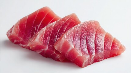 fresh tuna sashimi slices on white background