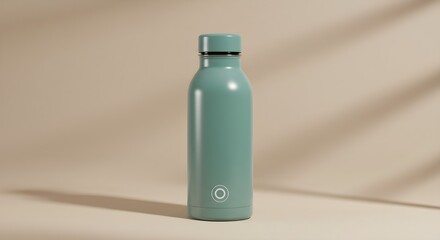 Green Water Bottle Mockup &ndash; Realistic Product on Neutral Background