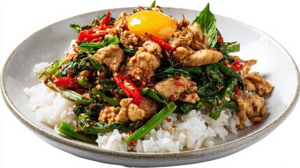 pad kra pao thai basil chicken white ba