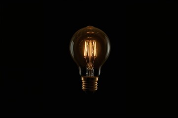 Vintage Edison bulb on dark background with room for text