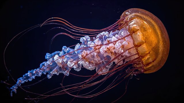 A stunning close-up shot of a chrysaora lactea jellyfish - Powered by Adobe