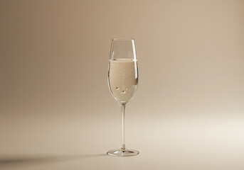 Elegant champagne glass with bubbles against transparent background