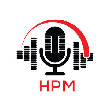 HPM Modern Company logo. HPM Microphone logo design for entrepreneur and business. HPM Music Audio Branding best icon.
