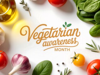 Fresh ingredients surround vegetarian awareness month text celebrating healthy eating and plant based lifestyles