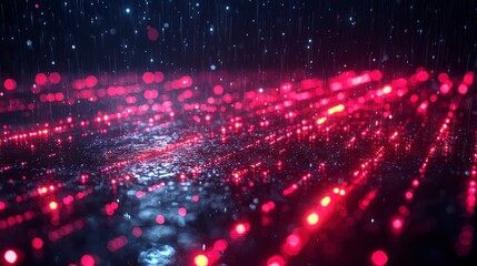 Obraz premium Abstract digital art with red and blue glowing particles and lines