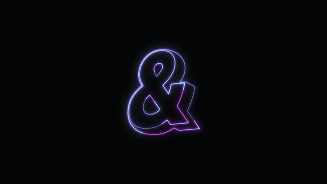  Ampersand Neon Text Seamless Loop 4K with Black Background Animated Promotional Typography for Video Editing