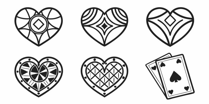 Decorative Heart Symbols and Playing Cards.