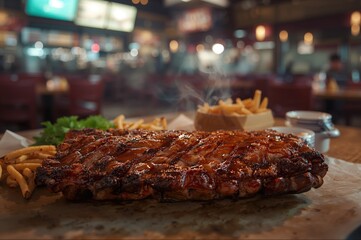 Barbecue pork ribs cooked to perfection at a dining spot
