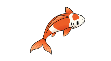 Orange koi illustration swimming aquatic animal pet goldfish japanese carp decorative pond fish art on transparent background