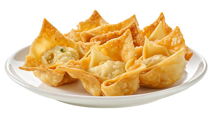 Crispy wonton appetizers served on a plate for a delicious snack or party finger food experience