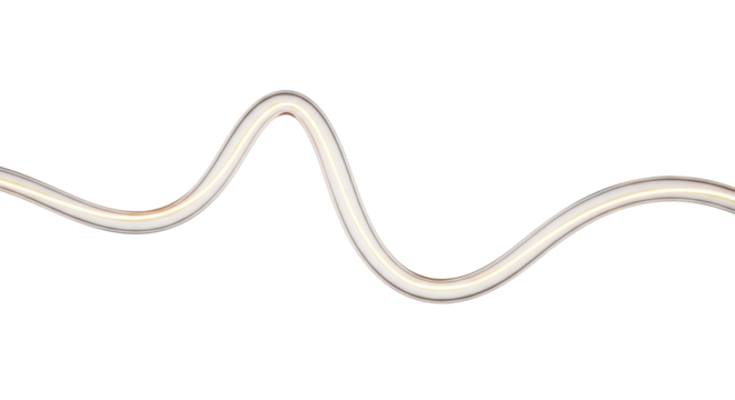 Elegant hand-blown diffused glass tube with a subtly frosted texture, emitting a warm amber glow and softly pulsating, against a transparent background with copy space. Serene art concept