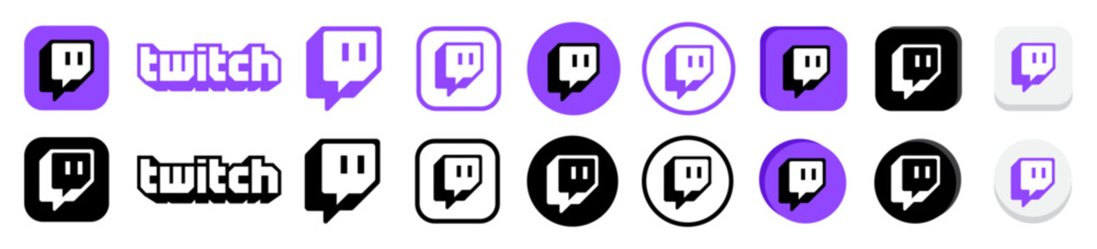 twitch logo vector icon set. twitch mobile app icons