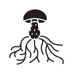 mycelium black line icon for digital and print projects.