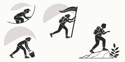 Silhouette of Hikers Embarking on Adventures.