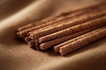 Close-up of Agarwood Sticks with Selective Focus, Used for Burning Incense and Essential Oil Fragrances like Oud or Bakhoor
