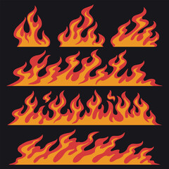 Various styles of fire flames for design projects
