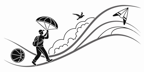 Adventurous Journey with Parachute and Basketball.