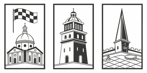 Architectural Icons Dome Tower and Spire.