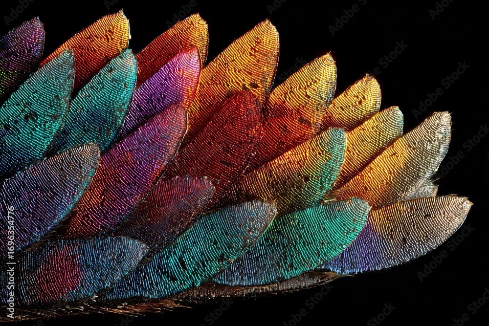 Wall mural colorful textured abstract pattern with repeating shapes against a dark background.